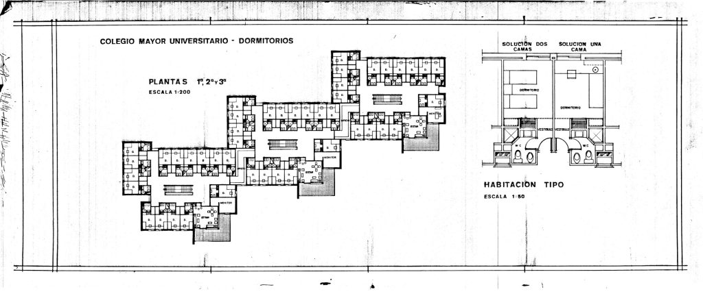 Planta de dormitorios del Colegio Mayor Universitario